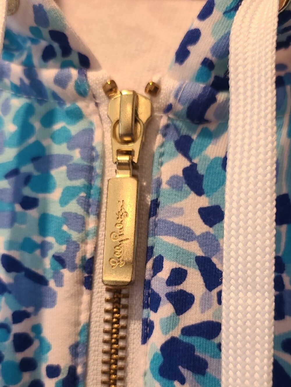 Lilly Pulitzer Womens Blue and White Zip Hoodie Ruffles - Picture 3 of 6